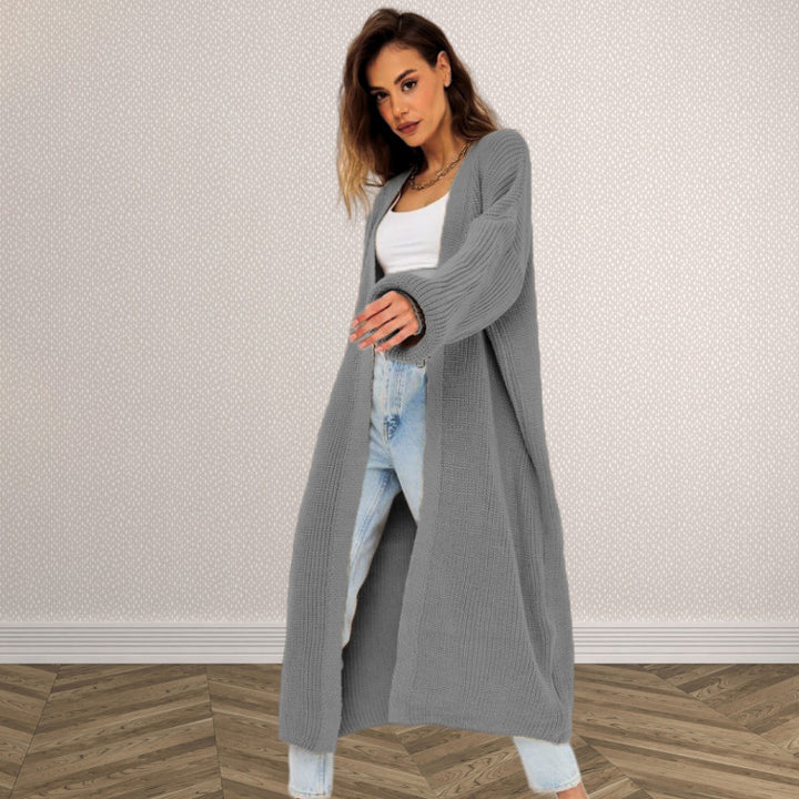 Kvinders chunky strikket cardigan med åben frontdesign og dybe lommer Stilla