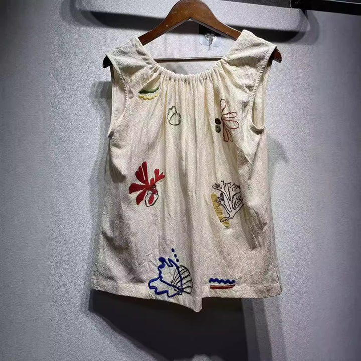 Dame knælang nederdel med kunstneriske broderier Stilla