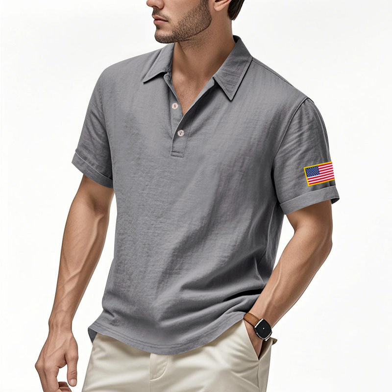 Herrer polo t-shirt med moderne USA-flagmotiv og struktureret design Stilla