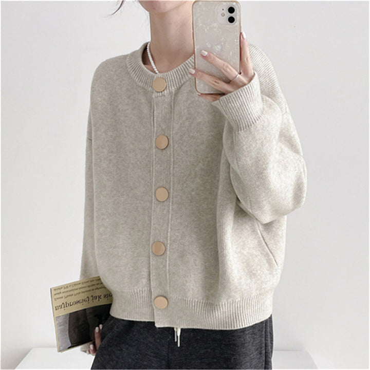 Femme Cozy Button-Up Strikpullover Stilla