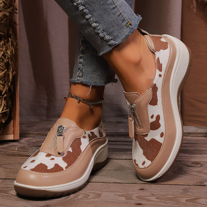 Dame Mode Slip-On Sneakers med dekorativ lynlås Stilla