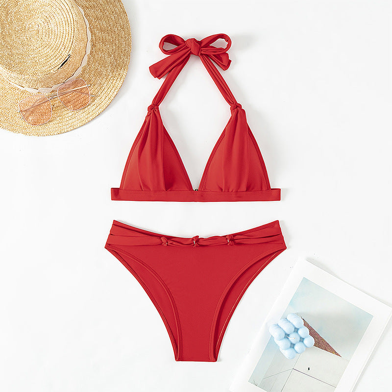 Dame Triangel-Bikini med moderigtigt indpakningsdesign Skovae