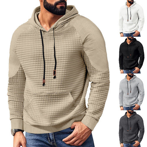 Herrer nano quiltet hoodie med kvadratisk struktur og kængurulomme Skovae