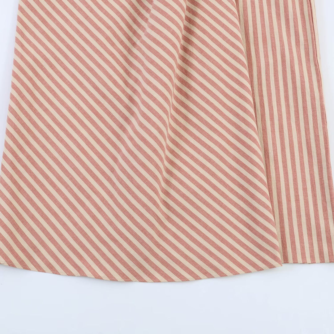 Damer wrap skirt med diagonalt stribemønster og elegant drapering Skovae