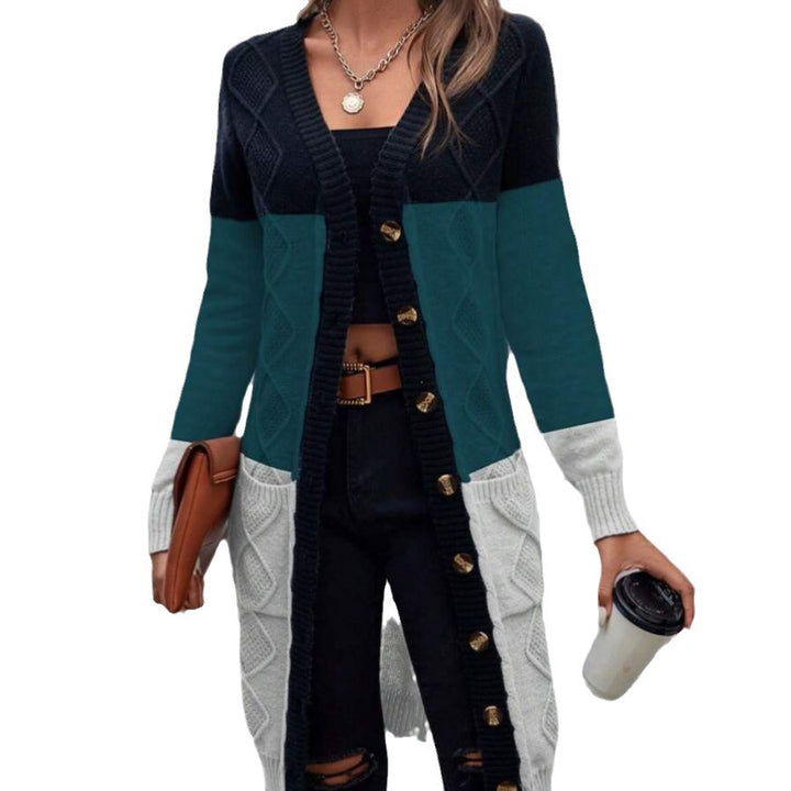 Femme Farveblok Kabelstrik Cardigan Stilla