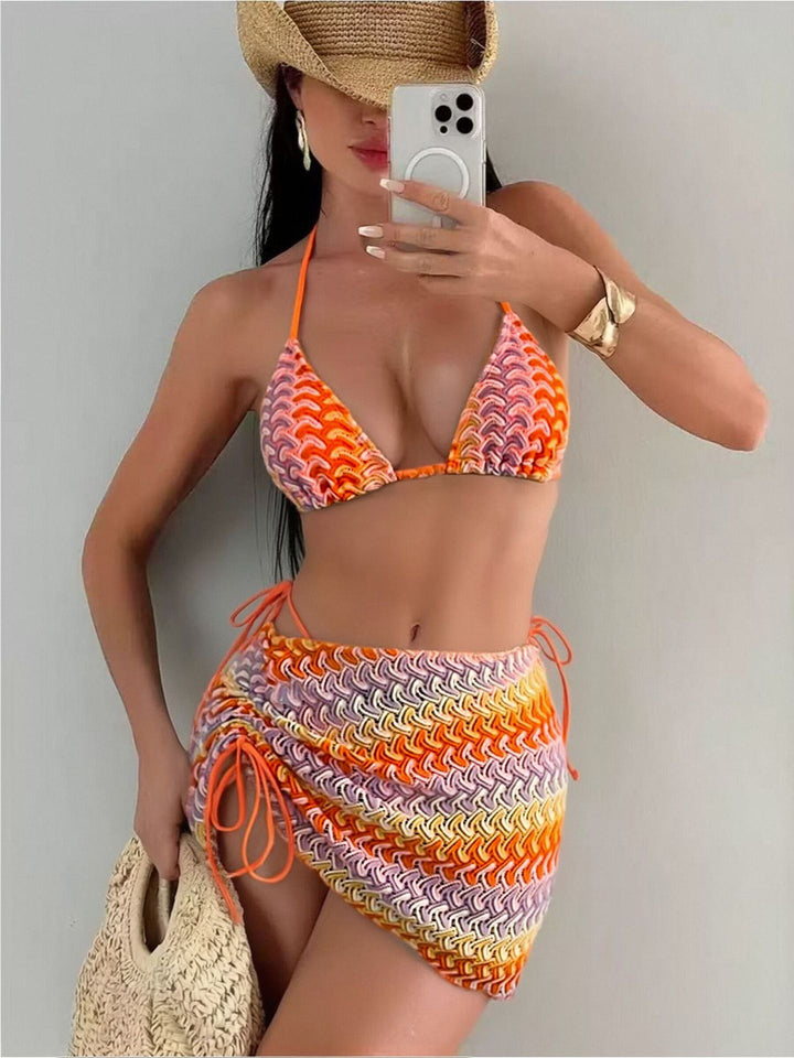 Dame Hæklet Bikini med Wrap Nederdel Skovae