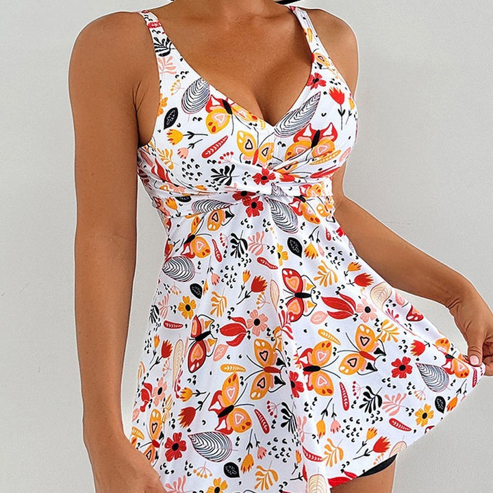 Dame Floral Print Badedragt med indbyggede Shorts Stilla