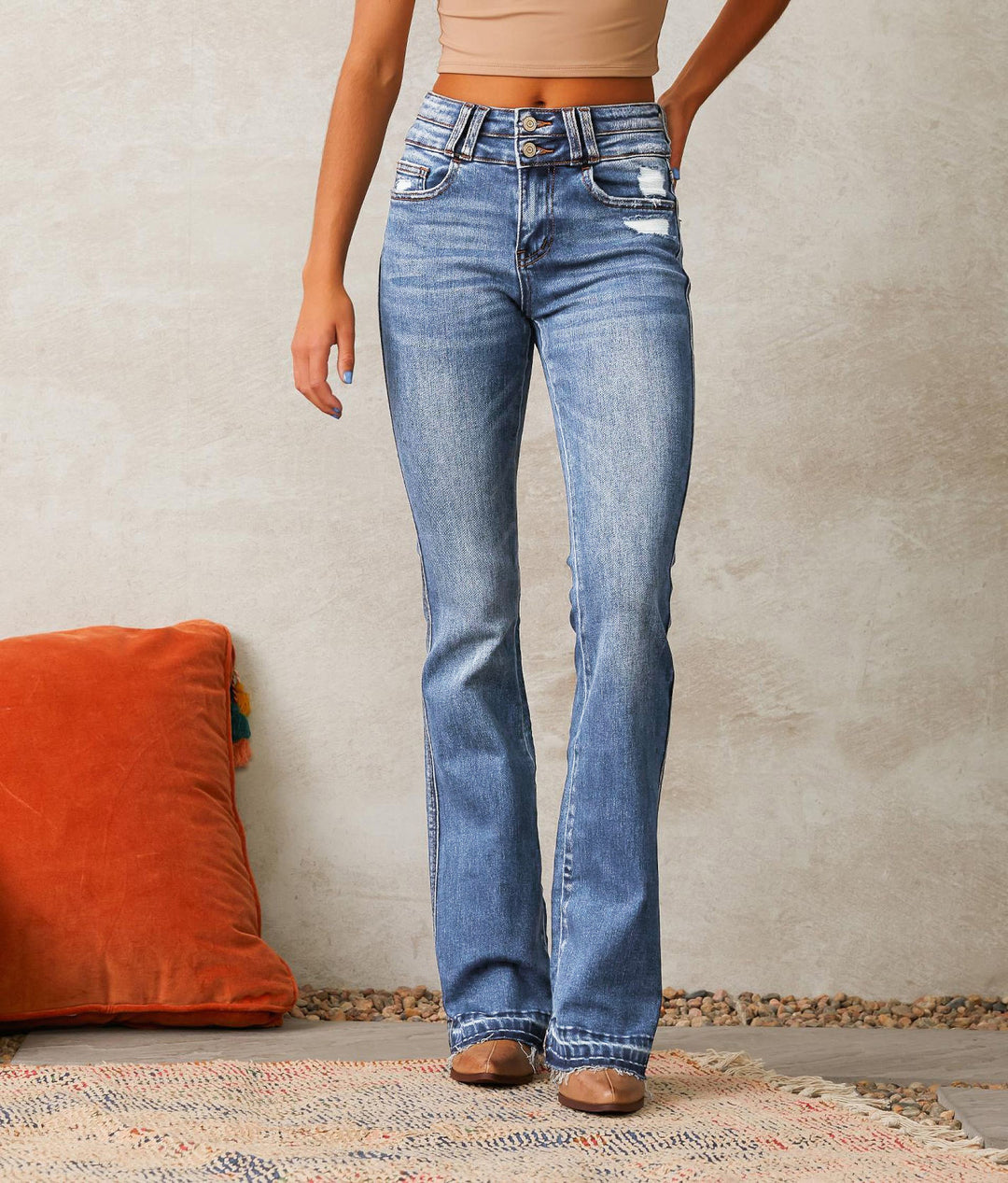 Dame høje taljejeans med afslappet bootcut snit Stilla