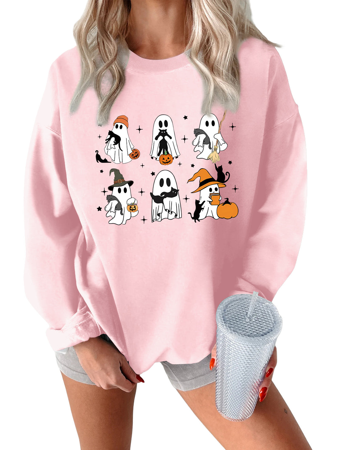 Kvinders sweatshirt med kreativt horror motiv Stilla