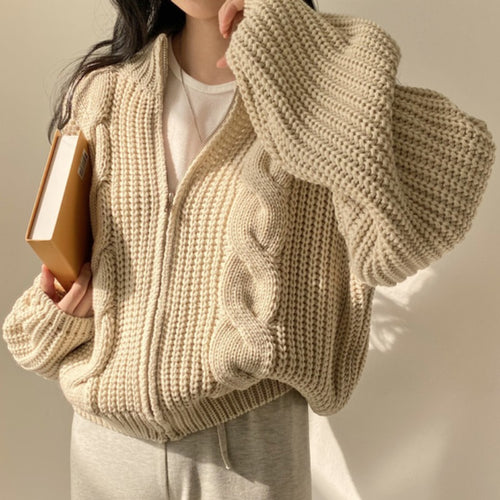 Damer chunky strikket cardigan med voluminøse ærmer og åben front Stilla