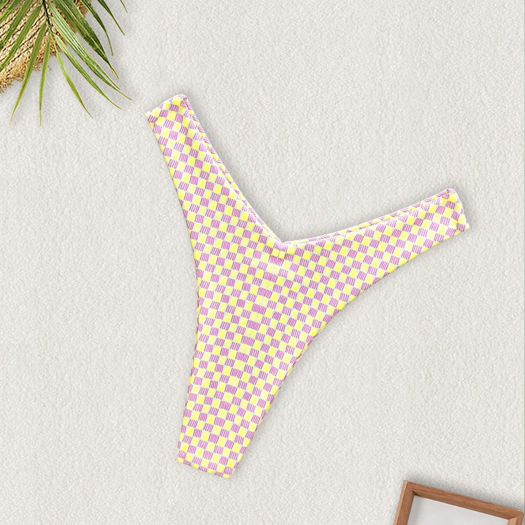 Dame Triangel-Bikini med farverigt patchwork-mønster Skovae