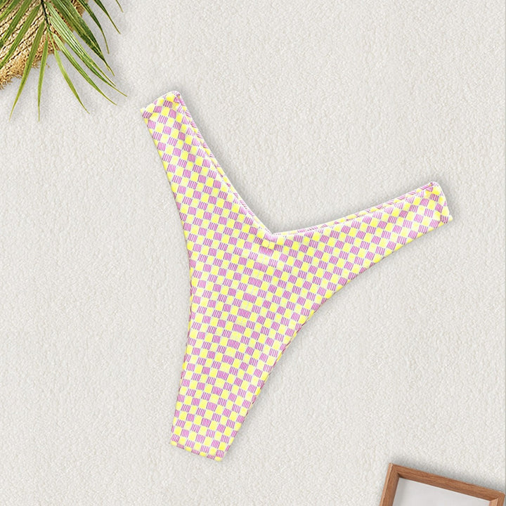 Dame Triangel-Bikini med farverigt patchwork-mønster Skovae