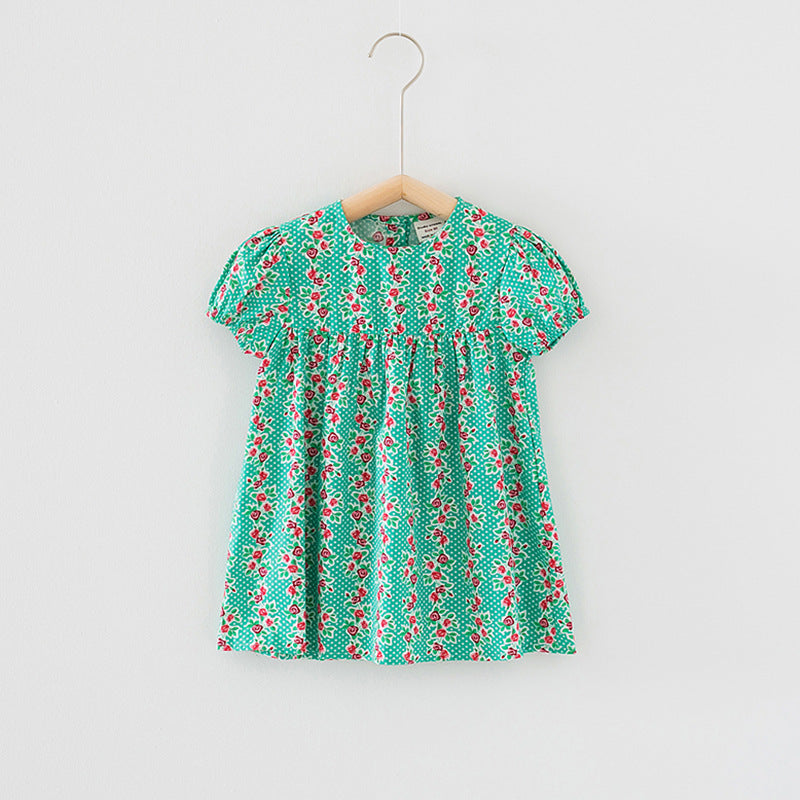Pige Blomster Bomulds Smock Kjole Stilla