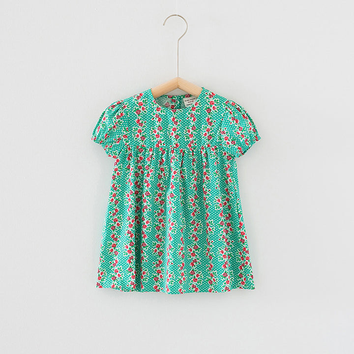 Pige Blomster Bomulds Smock Kjole Stilla
