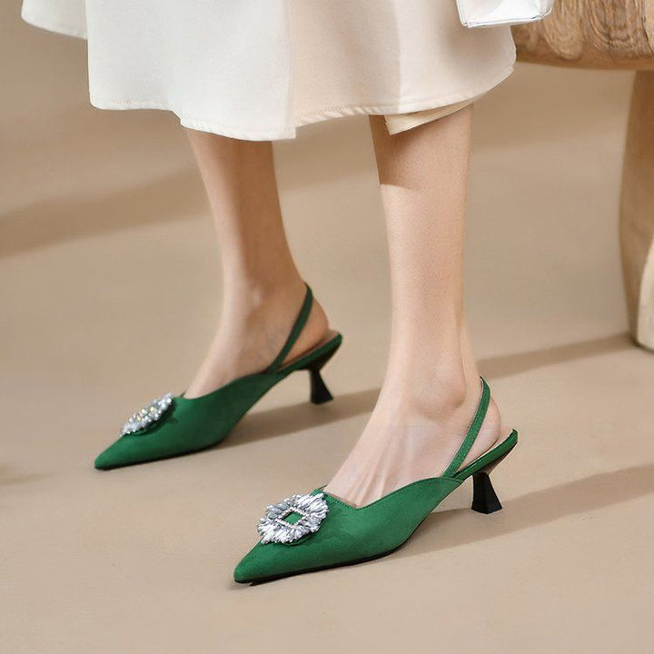 Dame Slingback-pumps med glitrende applikation Stilla