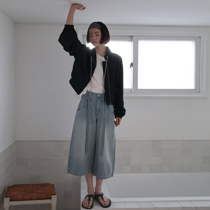 Dame crop jacke med praktiske lommer og elastiske manchetter Stilla
