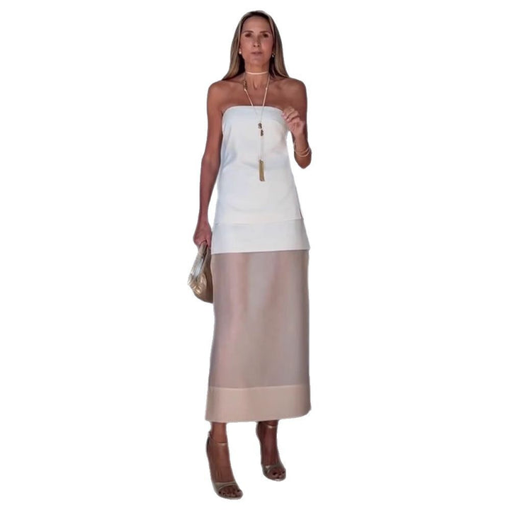Dame elegant bandeau kjole med flydende skørt Stilla