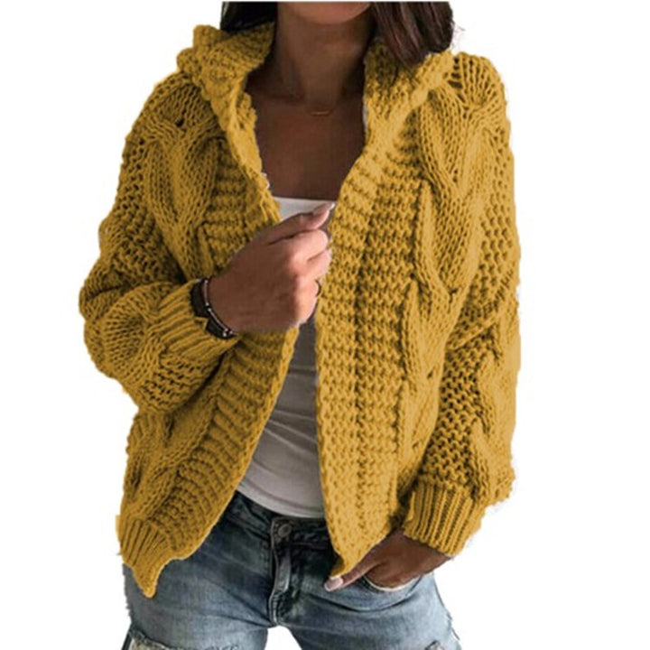 Kvinders chunky strik cardigan med hætte og dybe lommer Stilla