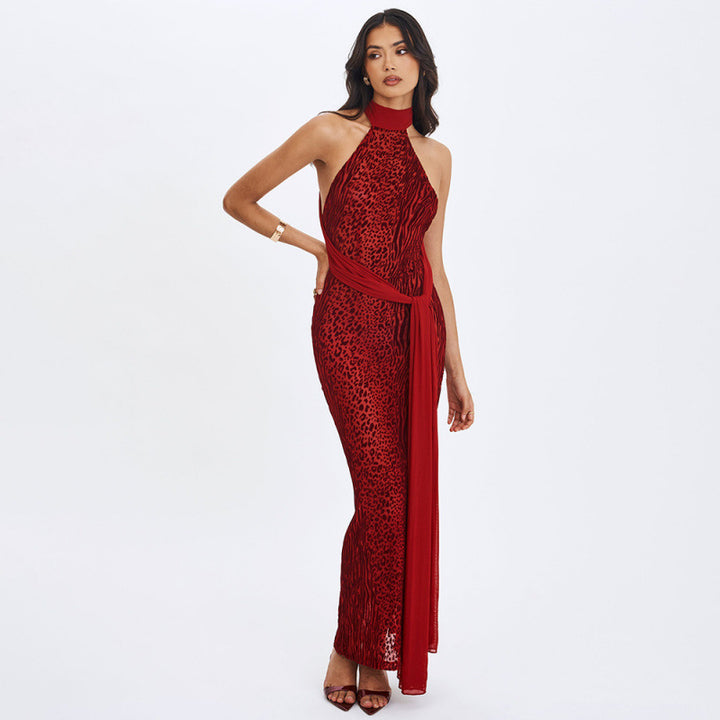 Damen Maxikleid mit aufregendem Wickeldesign und elegantem Halterkragen Skovae