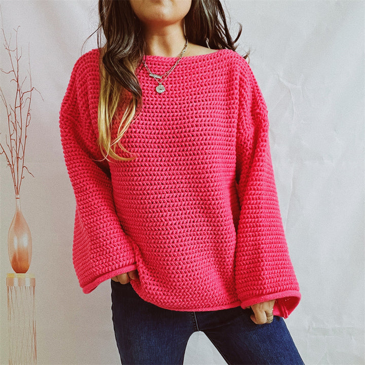 Damernes løse strikkede sweater med en bred skæring og moderne stækmønster Stilla