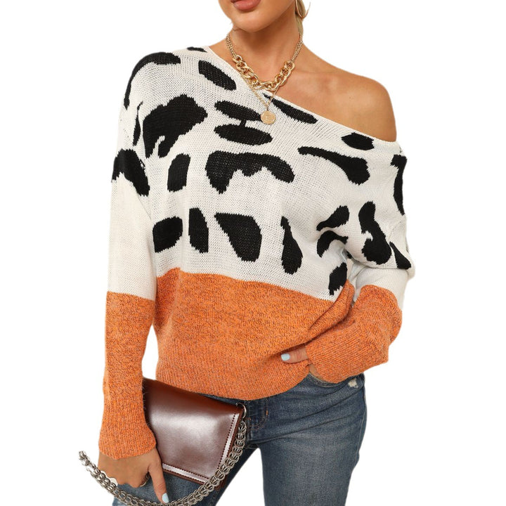 Dame mode løs sweater med kontrasterende farve bånd Stilla