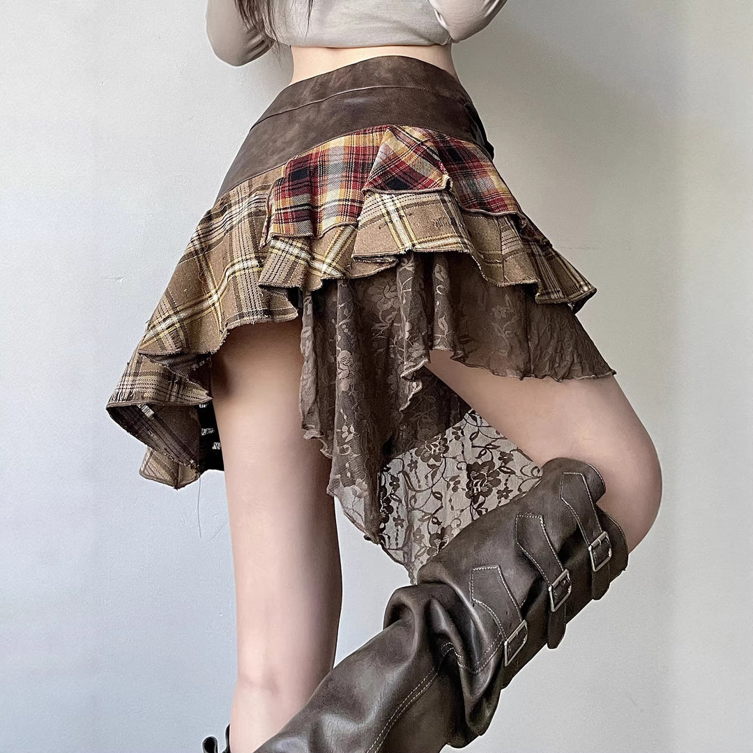 Dame Mode Wrap Skirt med asymmetrisk skæring og afslappede flæse detaljer Skovae