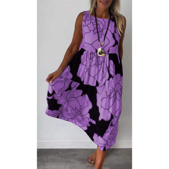 Dame Maxikjole med floral design og asymmetrisk kant Stilla