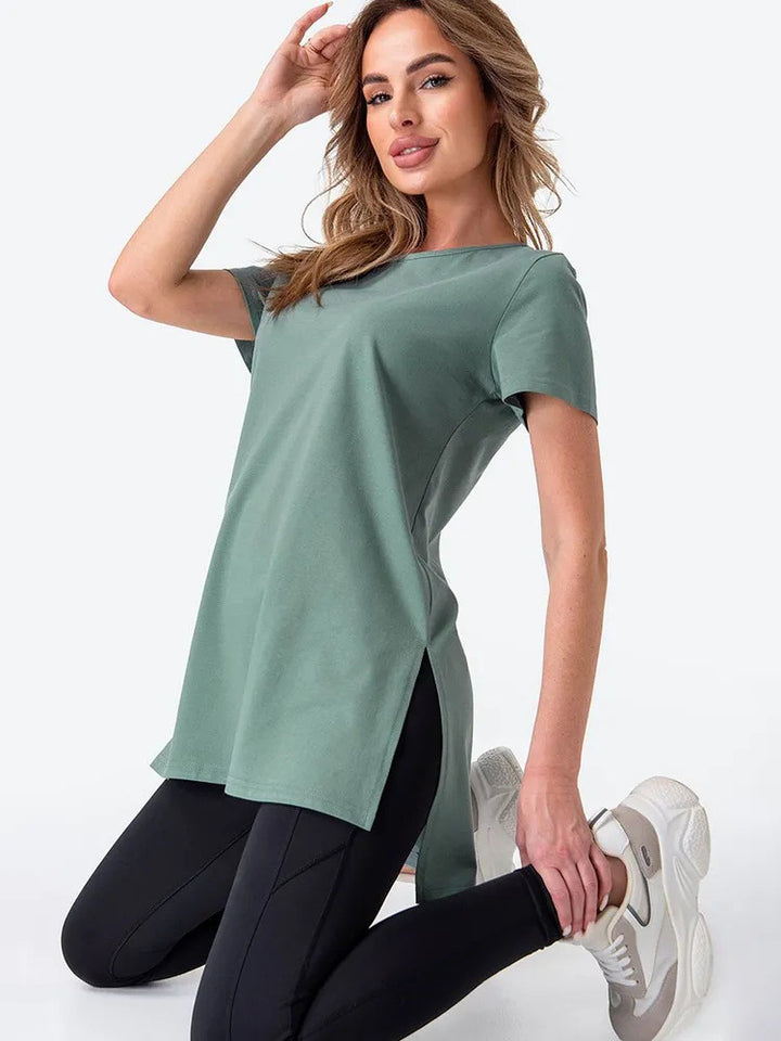 Kvinder casual longline T-shirt med sideslids og høj bærekomfort Skovae