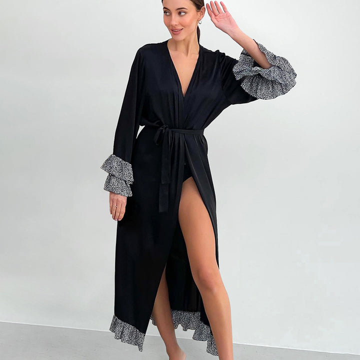 Dame Kimono-robe med elegante flæser Stilla