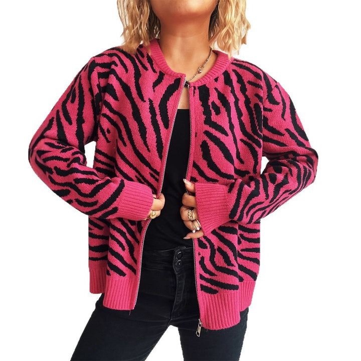 Damer mode cardigan med iøjnefaldende dyreprint Stilla