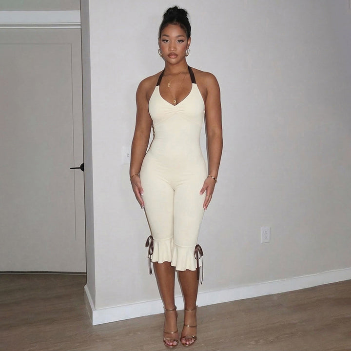 Dame Elegant jumpsuit med indpakningsdetaljer og flydende ben Skovae