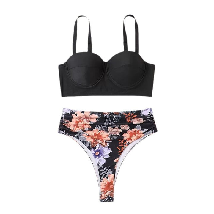 Dame Blomster Højt Skåret Bikini Sæt Stilla