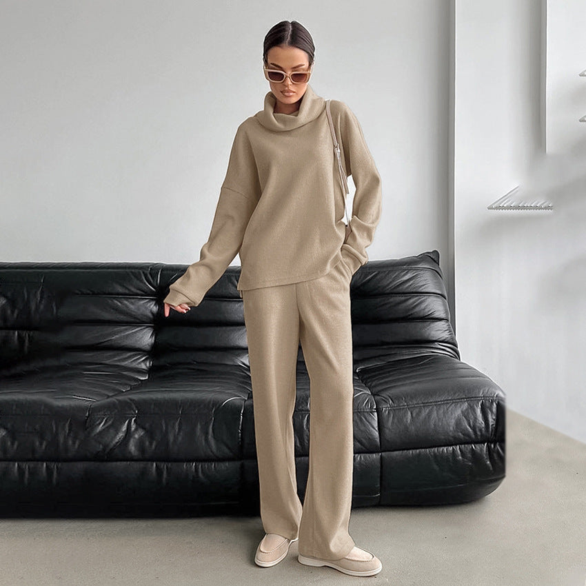 Dame afslappet sweater sæt med høj krave og bred pasform Stilla
