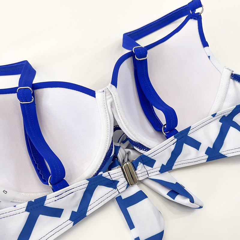 Dame bikini-sæt med elegant knude-design og høj talje Skovae