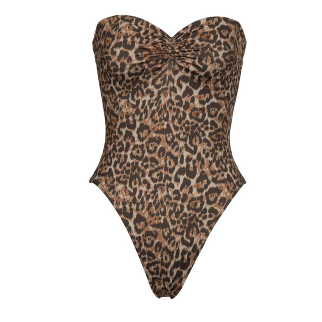 Damer En-delt Badedragt med raffineret leopardmønster og elegant rufflesdetalje Stilla