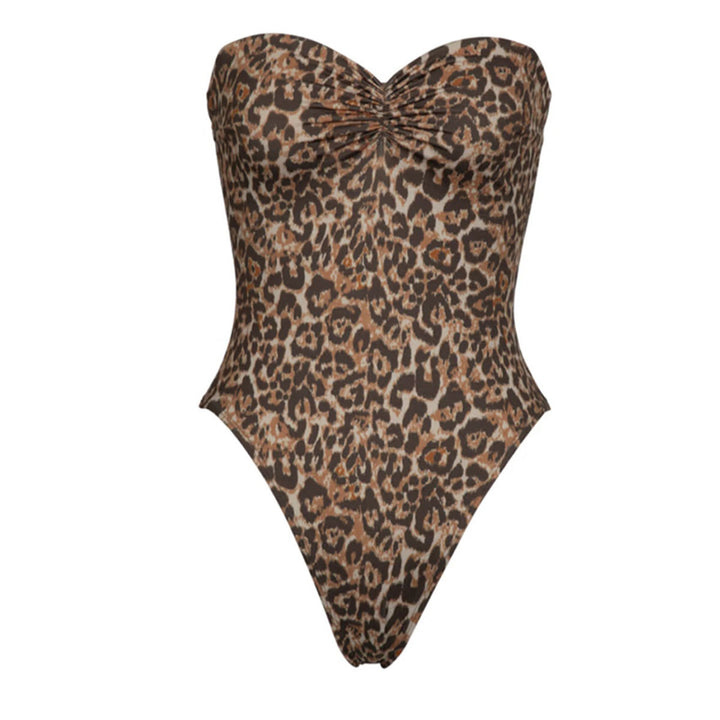 Damer En-delt Badedragt med raffineret leopardmønster og elegant rufflesdetalje Stilla