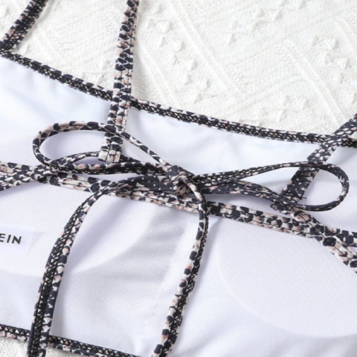 Dame Cropped Bikini-top med slangeskindsdesign Skovae