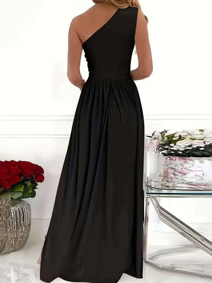 Dame Elegant Maxikjole med asymmetrisk udskæring og højt slids Stilla