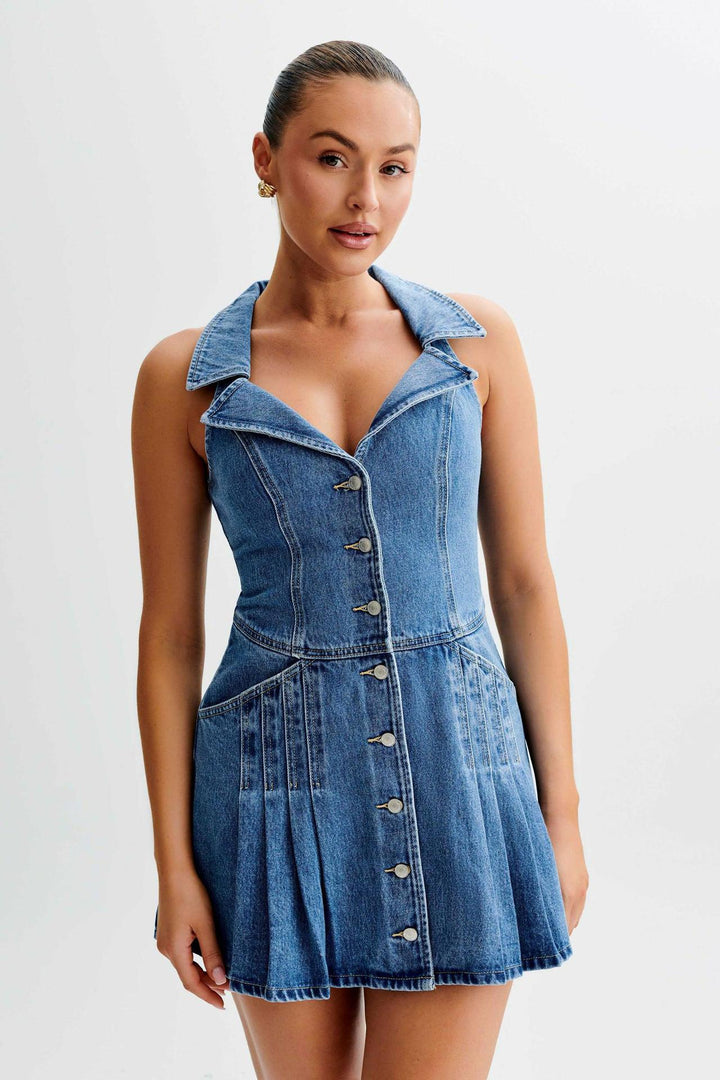 Dame jeans-kjole i moderne snit Stilla