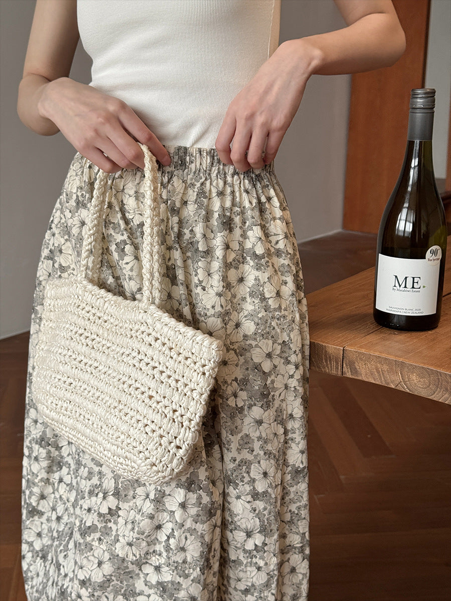 Dame Midirock med blomsterdesign og elastisk bund Stilla