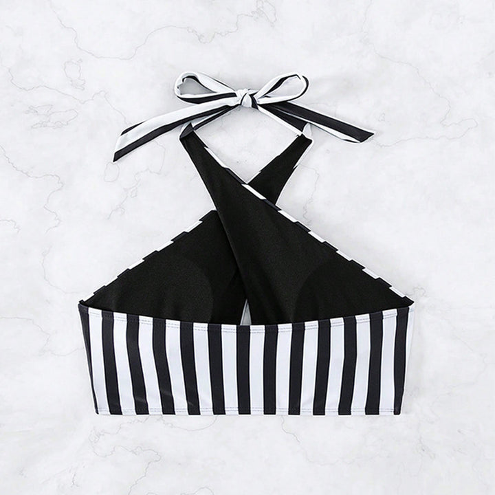 Dame triangle-bikini top med gennemtænkt omviklingsdesign og elegant stribemønster Skovae