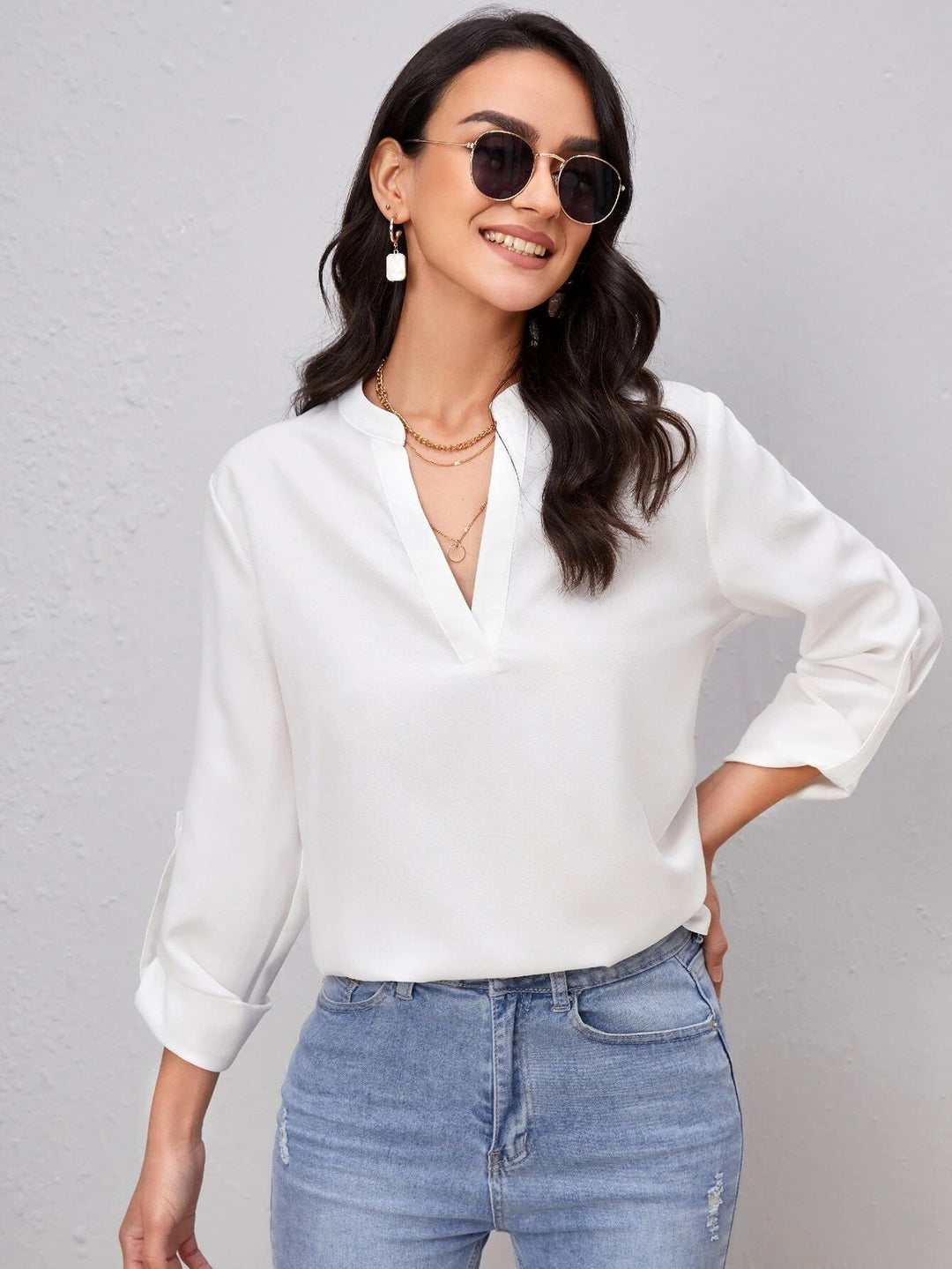 Dame Elegant og moderne bluse skjorte Skovae