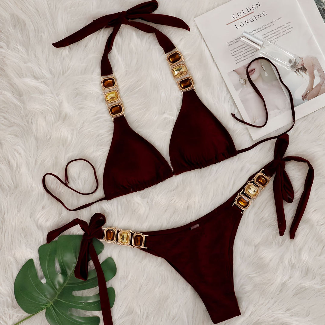 Dame Ornate Triangle Bikini Sæt Stilla