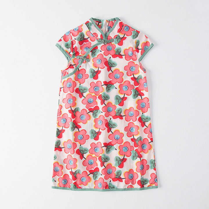 Pige Floral Print Orientalsk Kjole Stilla