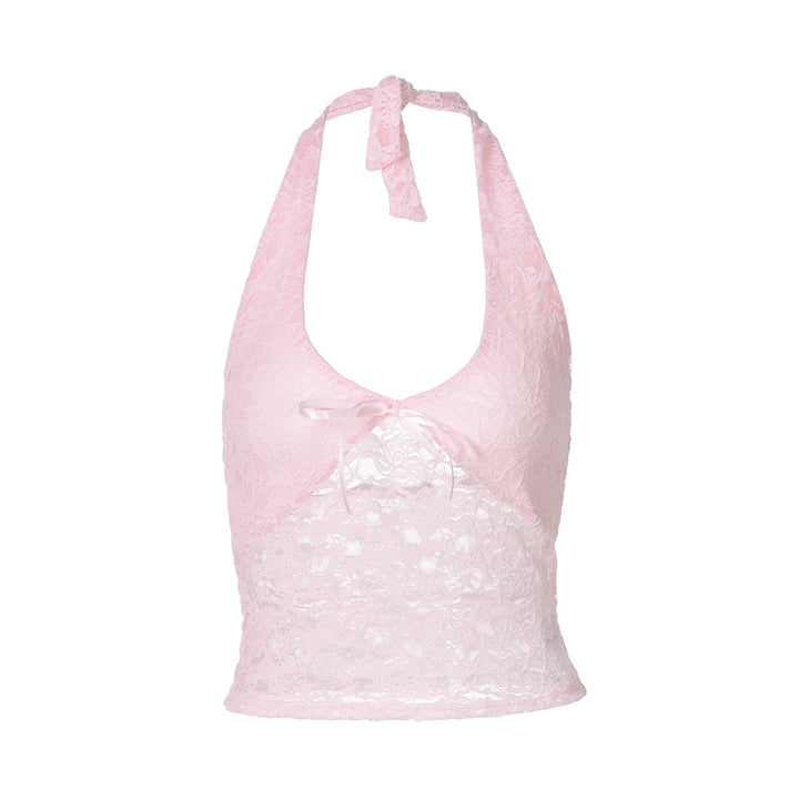 Dame Haltertop i fin lace Skovae