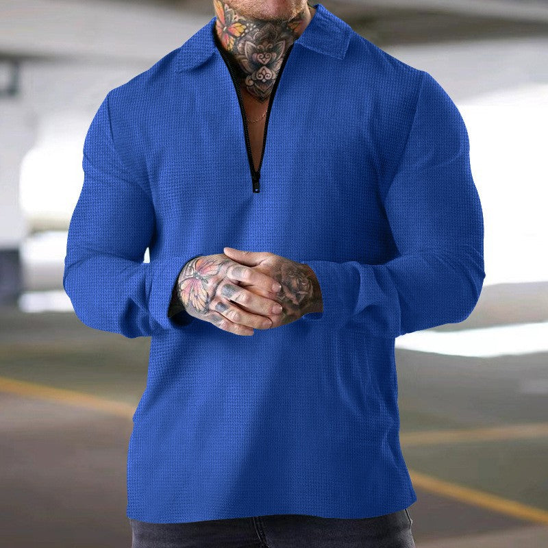 Herrer longsleeve med moderne ståkrave og lynlås Stilla