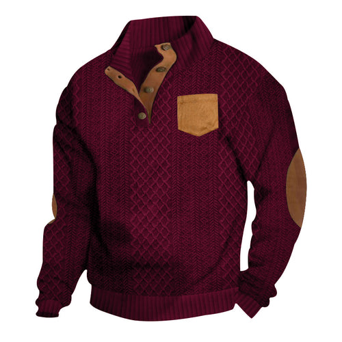 Herrer elegant strikpullover med optisk fletmønster og kontrasterende accenter Stilla