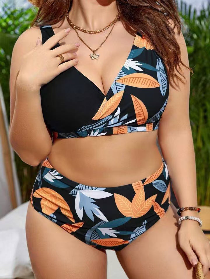 Dame bikini sæt med elegant V-design og høj talje cintur.