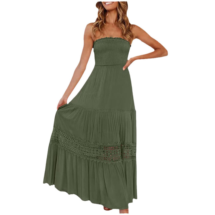 Kvinder Strapless Bohemian Maxi Kjole Stilla
