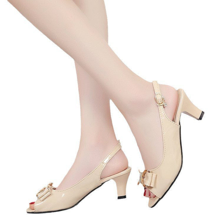 Dame Slingback-pumps med dekorativ sløjfe-design og komfortabel blokhæl Stilla